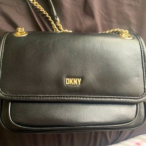 DKNY black leather purse new with box